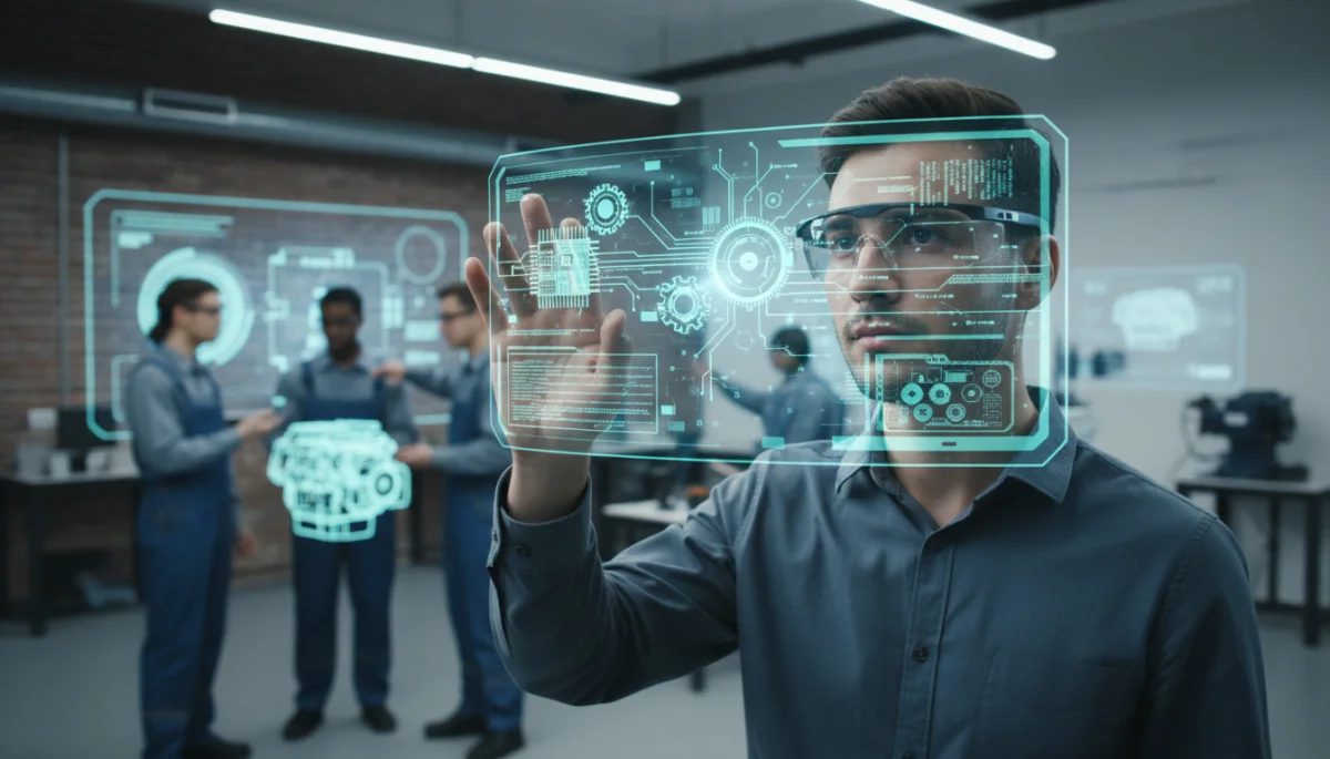 Student using augmented reality for vocational learning
