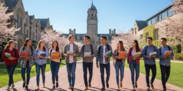 College students on campus, representing educational opportunity and financial aid access.
