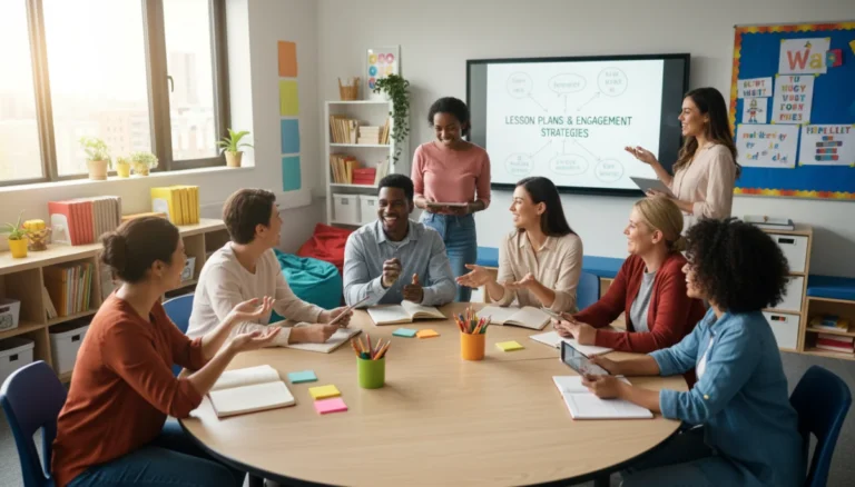 Diverse teachers collaborating in a modern classroom, symbolizing effective recruitment strategies.