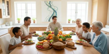 Family enjoying healthy meal with enhanced SNAP benefits in 2026