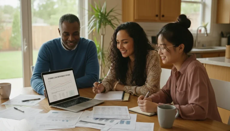 Family reviewing federal student loan repayment plans on a laptop in 2026