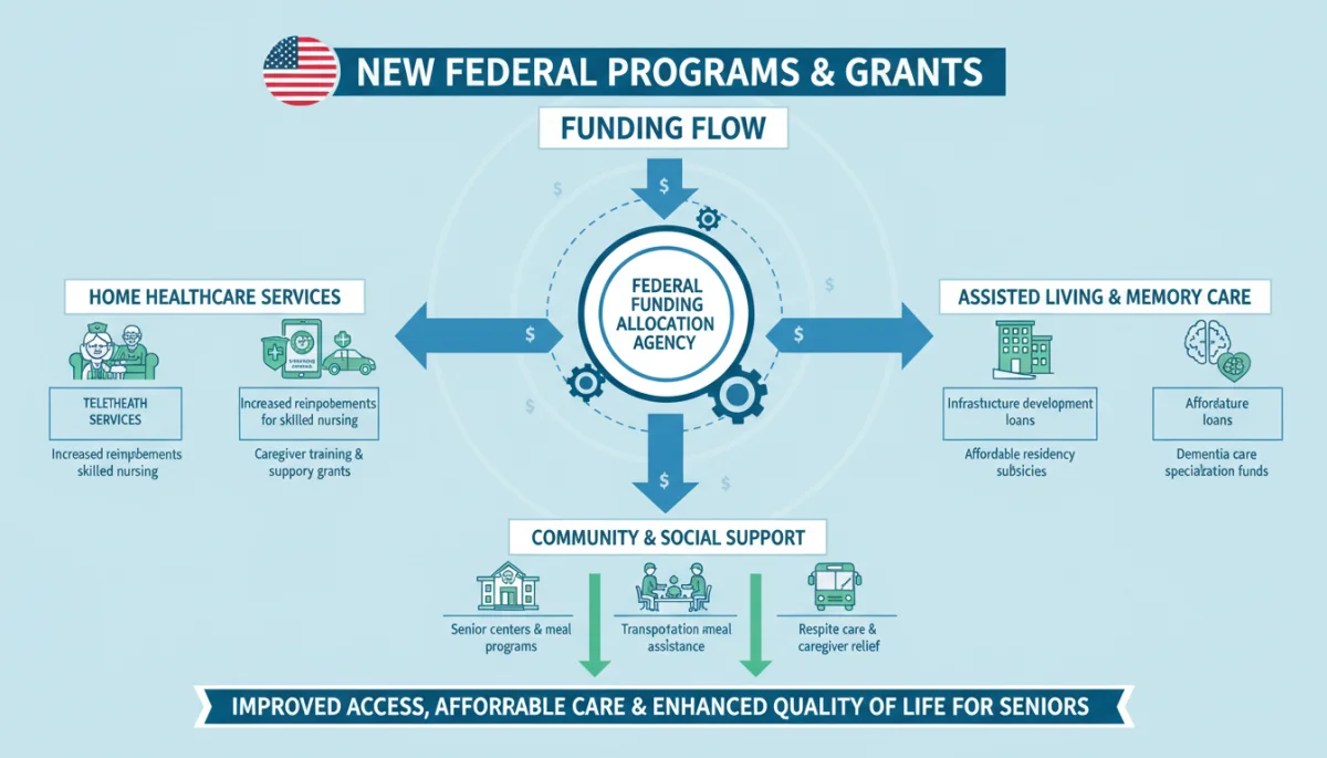 Infographic showing federal program funding for elder care services