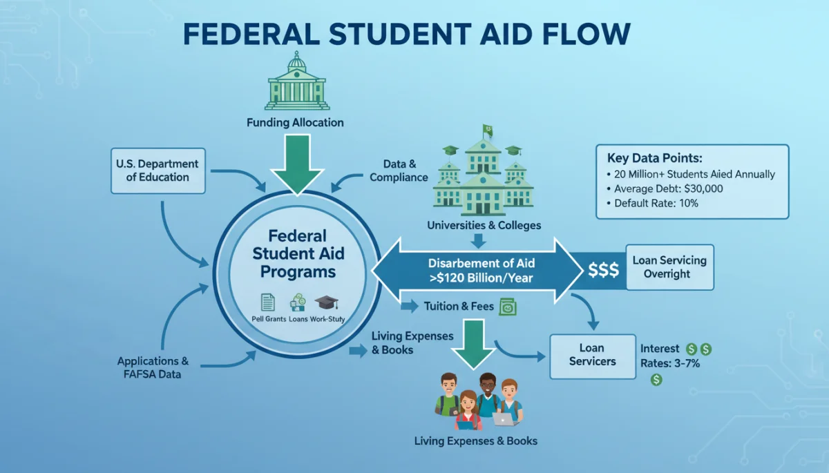 Infographic depicting federal student aid distribution and financial impacts