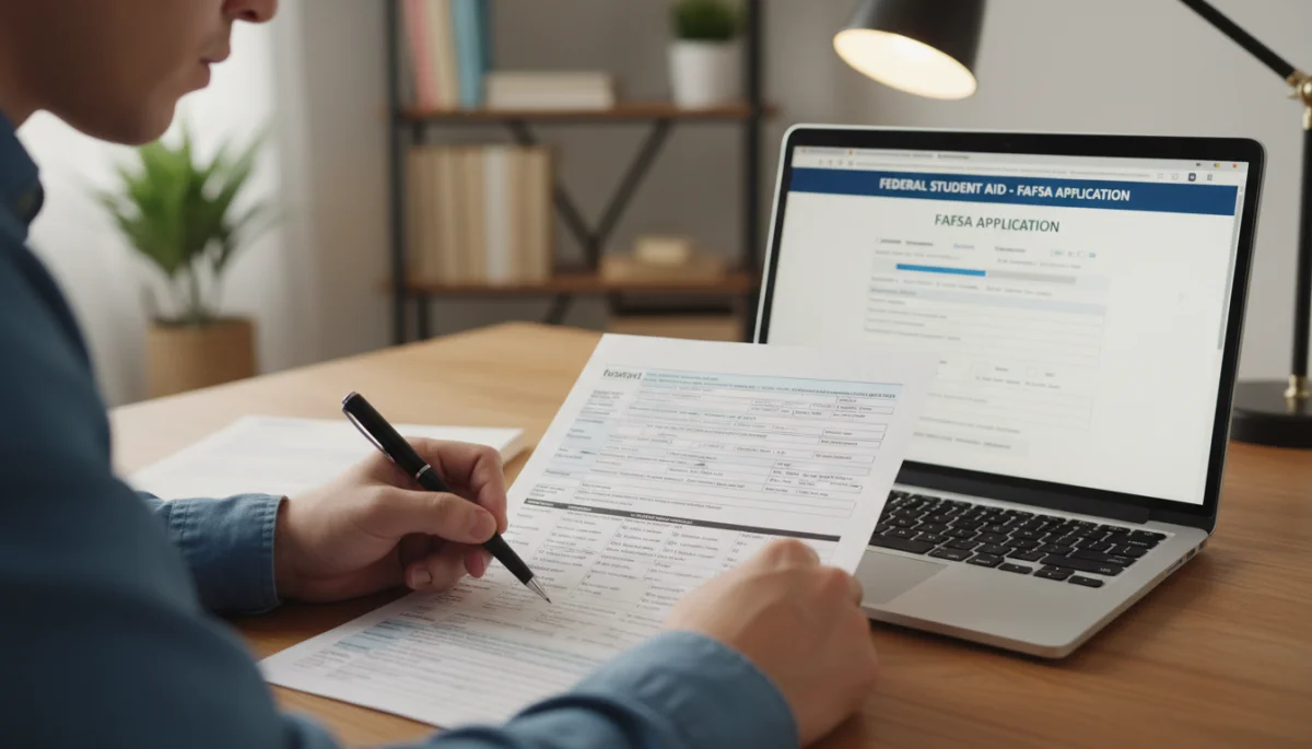 Person filling out application forms for child care subsidies on a laptop