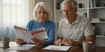 Senior couple reviewing Medicare Part D plan for 2026 with significant savings