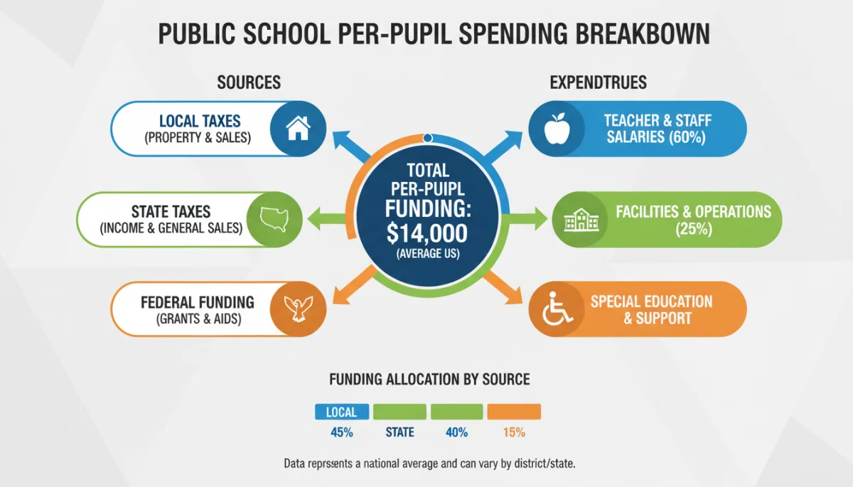 Breakdown of per-pupil spending in US public schools