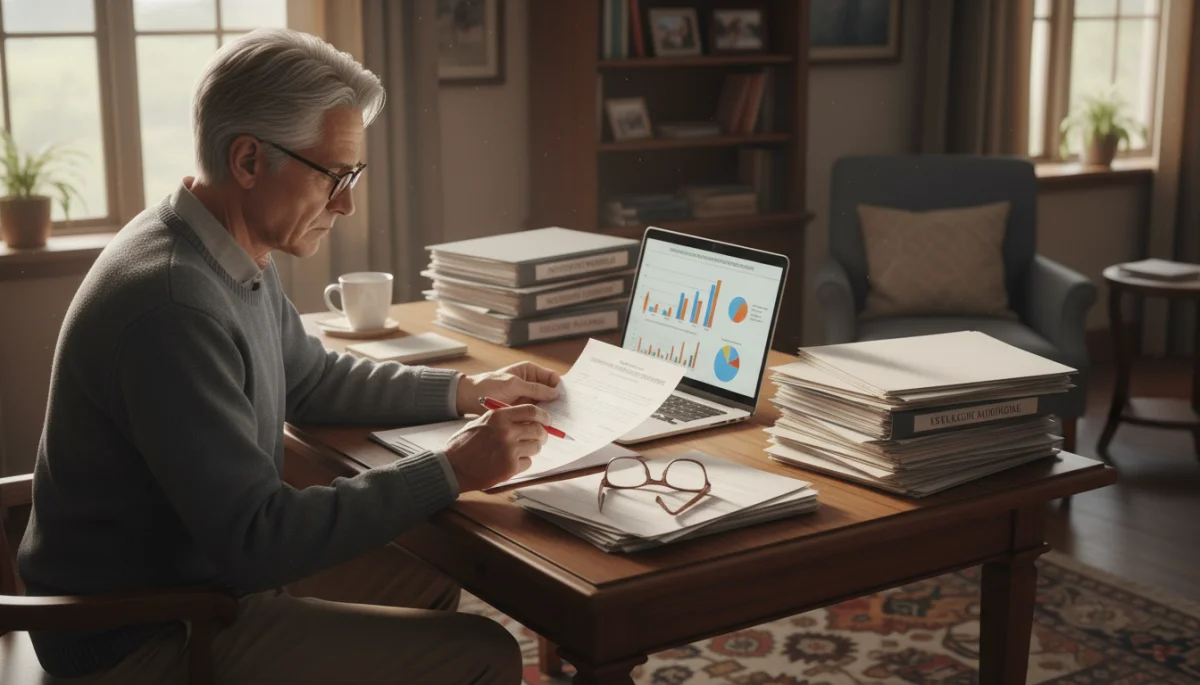 Person reviewing financial documents, symbolizing careful planning for Social Security benefit adjustments.