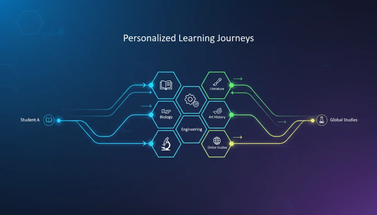 Infographic illustrating personalized learning pathways in education.