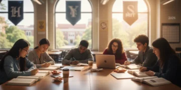 High school students studying for standardized tests affecting 2026 college admissions