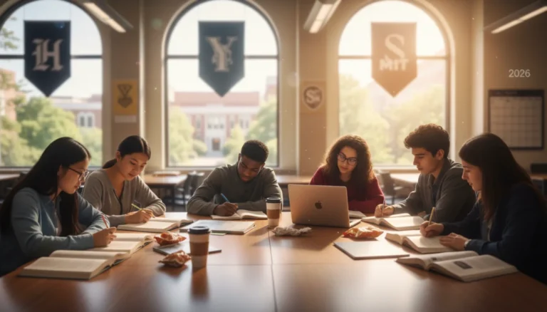High school students studying for standardized tests affecting 2026 college admissions