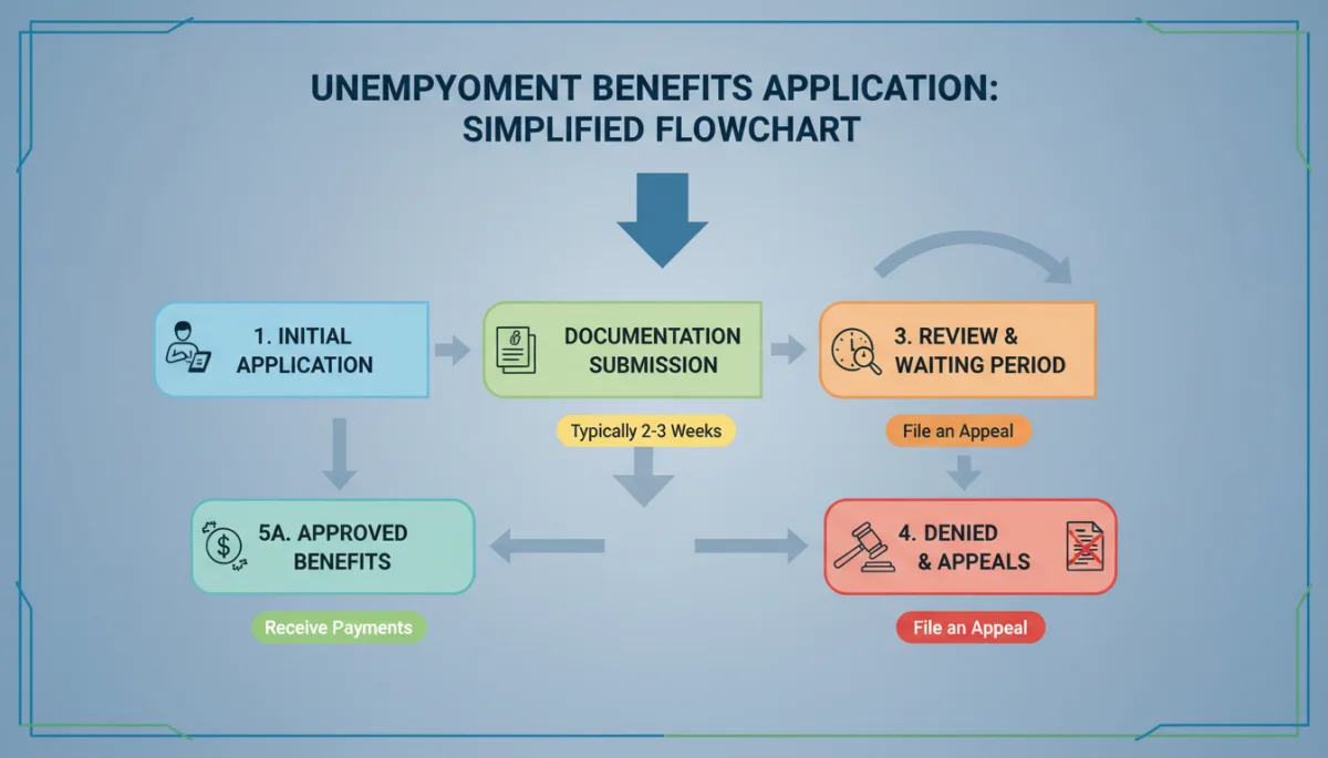 Flowchart illustrating the simplified unemployment benefits application process