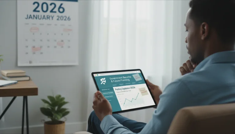 Person reviewing unemployment benefits information on a tablet for 2026