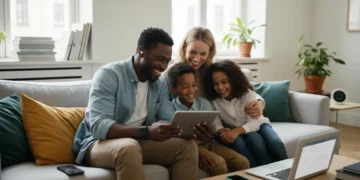 Happy dual-income US family balancing work and life in 2026