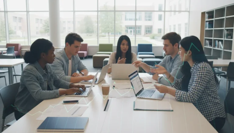 College students reviewing 2026 Federal Student Aid application details on laptops