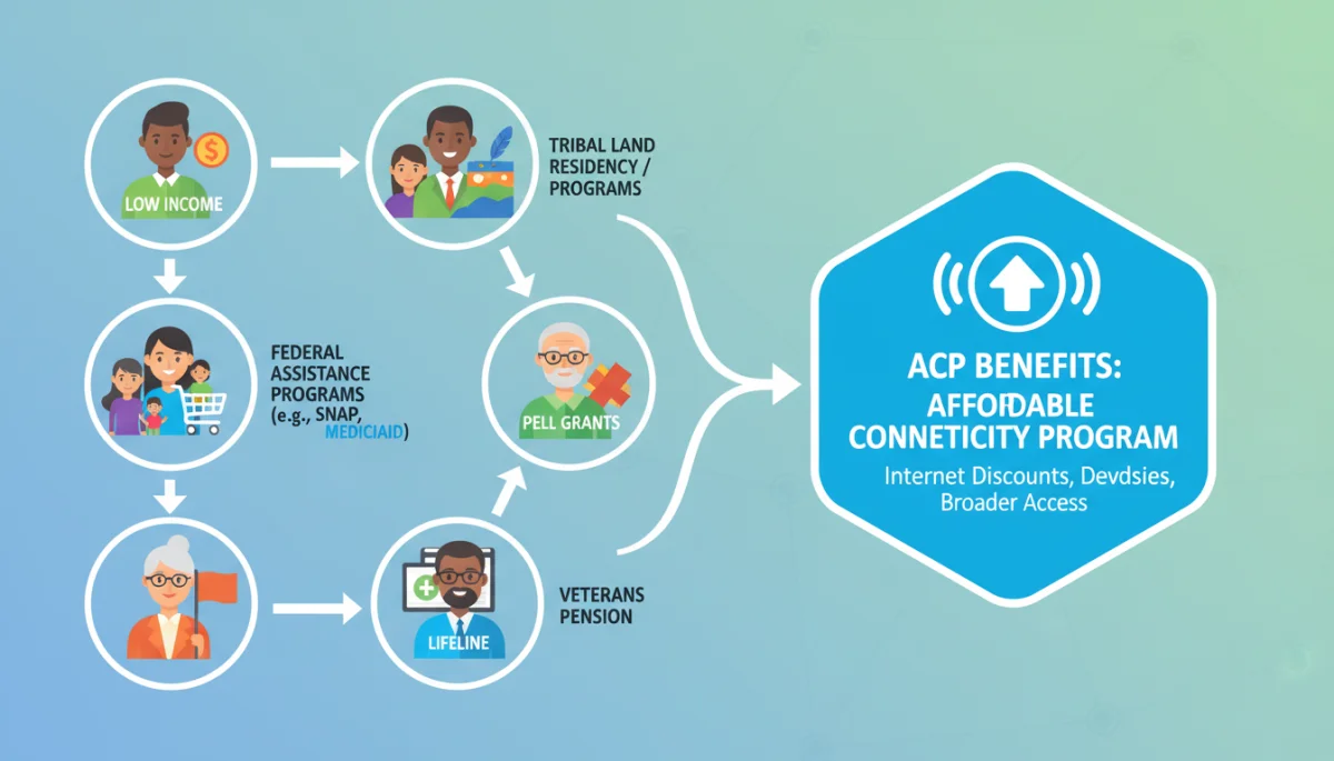 Infographic detailing Affordable Connectivity Program 2026 eligibility criteria