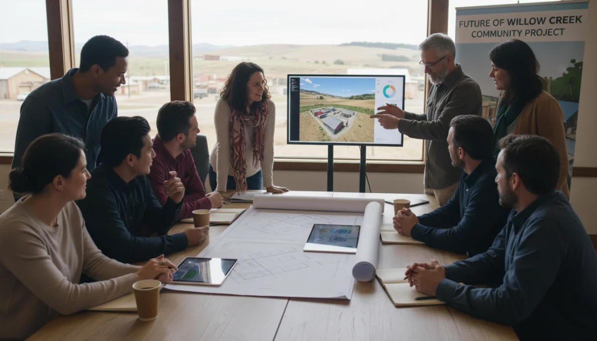 Community leaders planning rural development project
