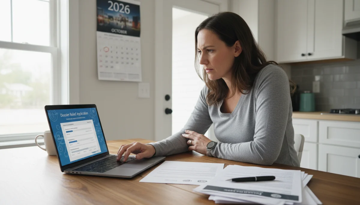 Individual completing FEMA disaster relief application online