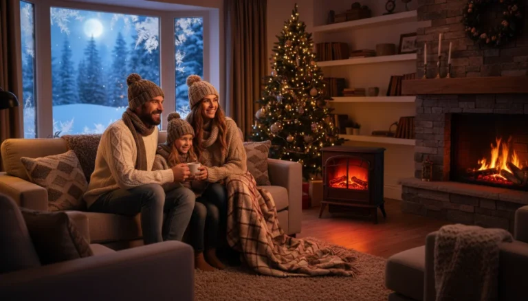 Family staying warm at home with LIHEAP assistance