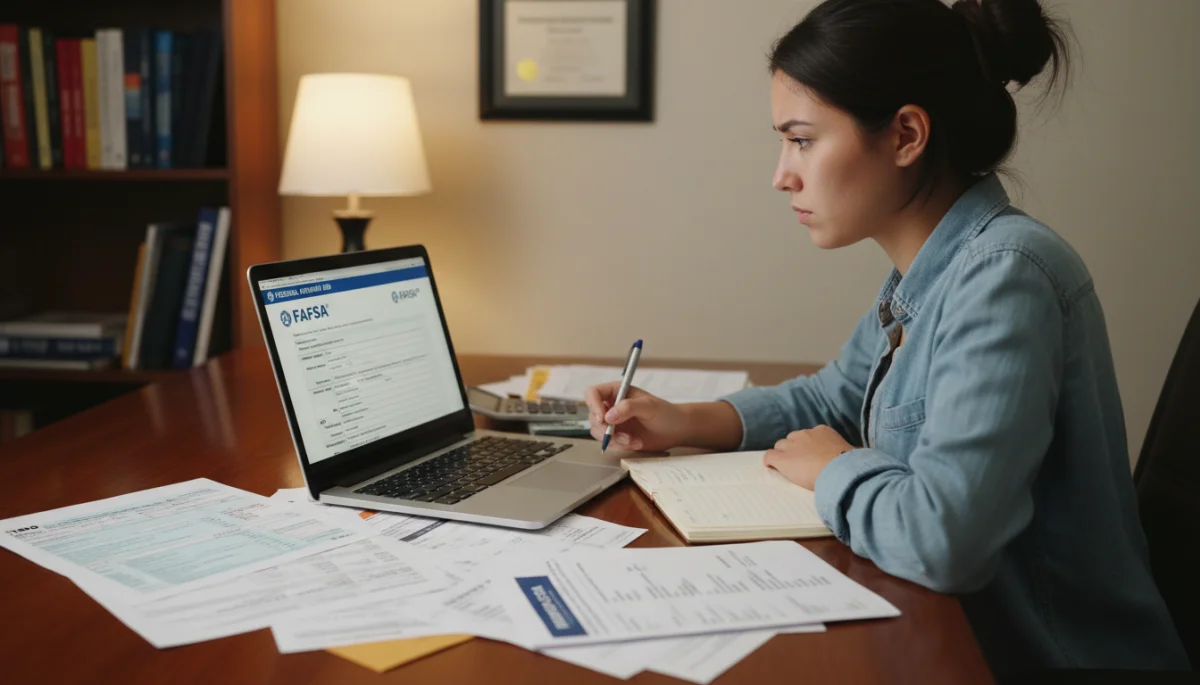 Student completing FAFSA form for financial aid application